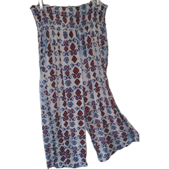 Tolani Pants - Tolani Collection Multi Colored Lightweight Boho Wide Pants 1X